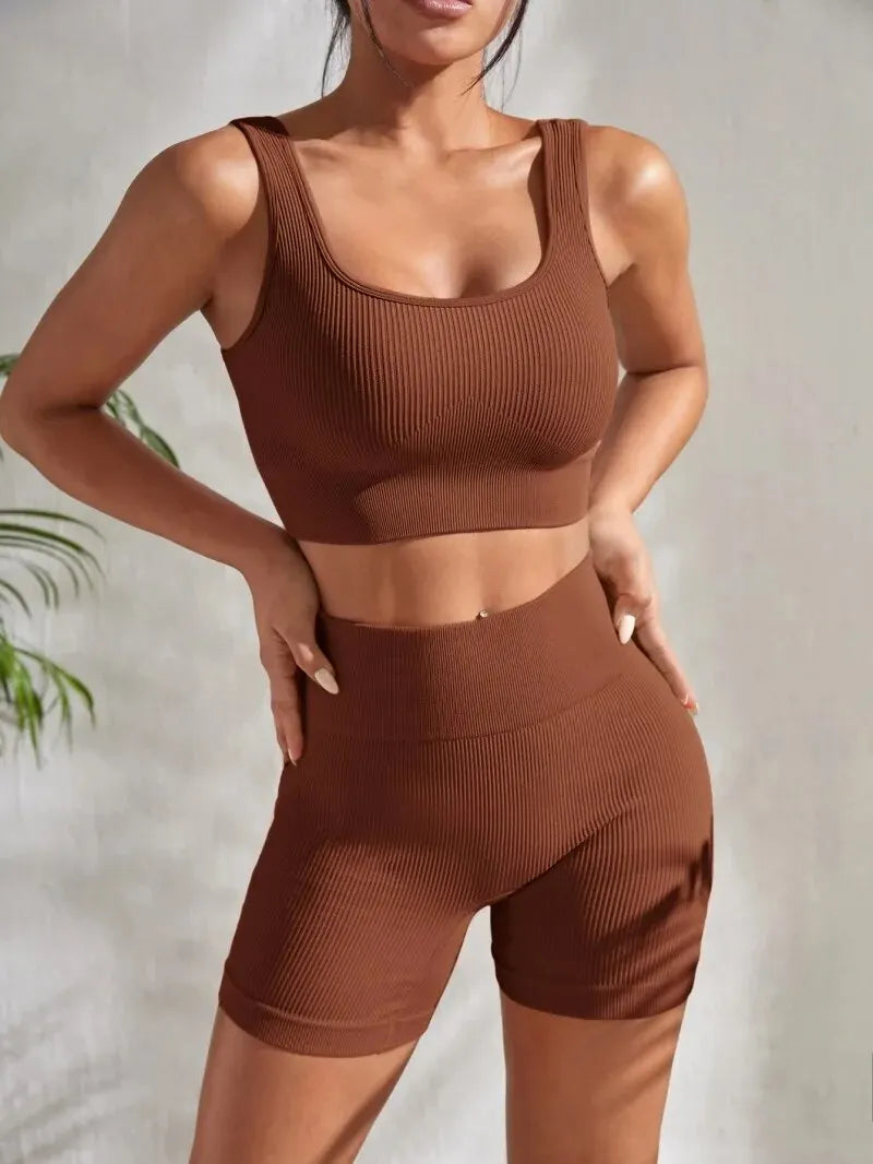 High Waisted Ribbed Workout Sets