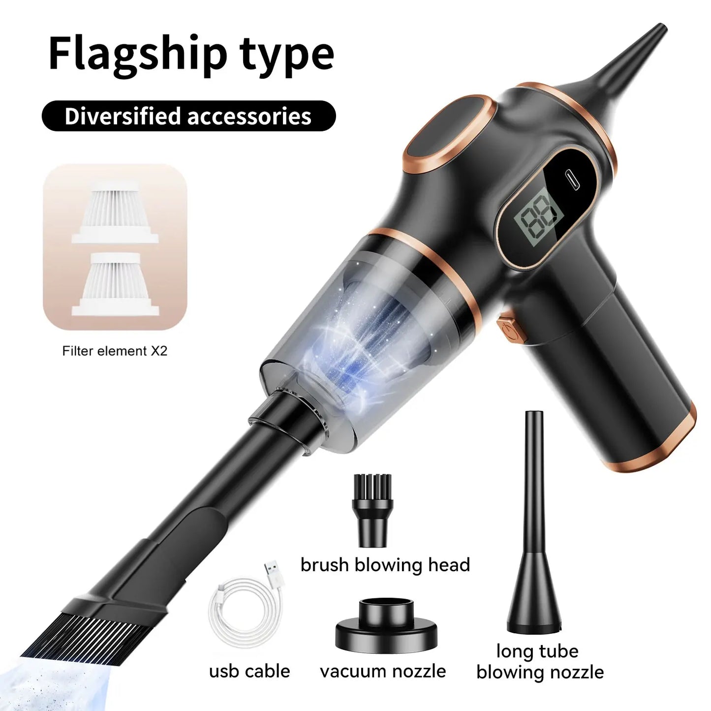 Compact Wireless Car Vacuum Cleaner – Strong Suction for Car & Home